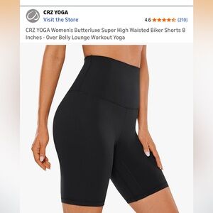 CRZ YOGA Women's Butterluxe High-Waisted Black Bike Shorts